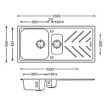 Load image into Gallery viewer, Black Carysil New Beethoven D150 Granite 1 and 1/4 Bowl with Drain Board Stone Kitchen Sink 1000*500mm