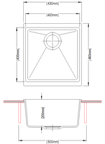 Load image into Gallery viewer, Black Carysil Enigma N100M Granite Single Bowl Stone Kitchen Sink 430*460*200mm