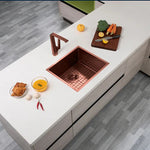 Load image into Gallery viewer, 500x440x230mm Copper Stainless Steel PVD Single Bowl Kitchen Sink