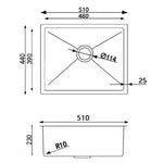 Load image into Gallery viewer, Round Corner Chrome Stainless Steel Handmade Single Bowl Kitchen Sink 510*440*230mm