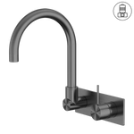Load image into Gallery viewer, MECCA WALL BASIN/BATH MIXER SWIVEL SPOUT HANDLE UP GUN METAL