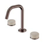 Load image into Gallery viewer, Serenity Basin Set Edge Spout With Rome Travertine Handle Brushed Bronze