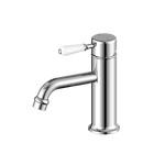 Load image into Gallery viewer, YORK STRAIGHT BASIN MIXER WITH WHITE PORCELAIN LEVER CHROME