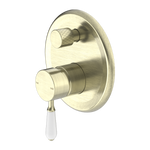 Load image into Gallery viewer, YORK SHOWER MIXER WITH DIVERTOR WITH WHITE PORCELAIN LEVER AGED BRASS