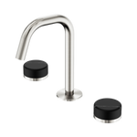 Load image into Gallery viewer, Serenity Basin Set Edge Spout With Marquina Black Handle Brushed Nickel