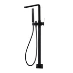 Load image into Gallery viewer, Square Freestanding Bath Spout and Hand Shower - Matte Black