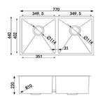 Load image into Gallery viewer, Round Corner Chrome Stainless Steel Handmade Double Bowl Kitchen Sink 770*440*230mm