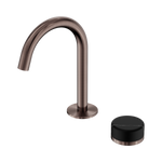 Load image into Gallery viewer, Serenity Progressive Basin Mixer Arc Spout With Marquina Black Handle Brushed Bronze