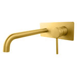 Load image into Gallery viewer, LUCID PIN Series Brushed Brass Wall Mixer With Spout(color up)