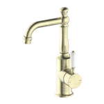 Load image into Gallery viewer, YORK BASIN MIXER WITH WHITE PORCELAIN LEVER AGED BRASS