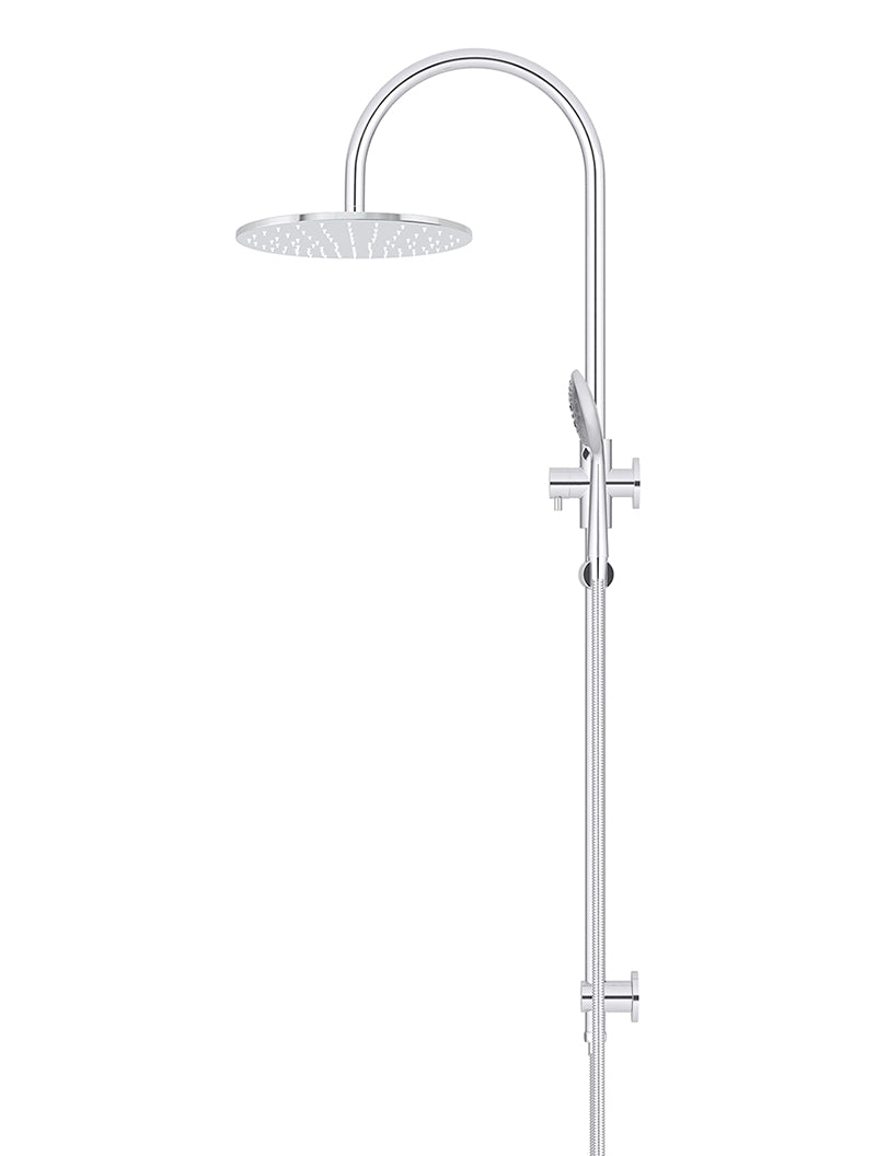 300mm Round Overhead Shower Rail, Three Function Hand Shower - Polished Chrome
