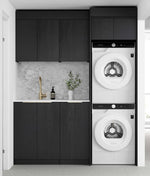 Load image into Gallery viewer, Laundry Kit 1715DR-B Byron/Bondi Black Oak with Natural Carrara Marble Top and 400 Drawer Unit