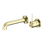 Load image into Gallery viewer, MECCA WALL BASIN/BATH MIXER SEPARATE BACK PLATE HANDLE UP 260MM BRUSHED GOLD