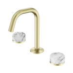 Load image into Gallery viewer, Serenity Basin Set Edge Spout With Arabescato Corchia Handle Brushed Gold
