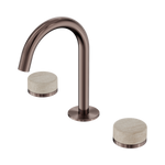 Load image into Gallery viewer, Serenity Basin Set Arc Spout With Rome Travertine Handle Brushed Bronze