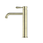 Load image into Gallery viewer, YORK STRAIGHT TALL BASIN MIXER WITH METAL LEVER AGED BRASS