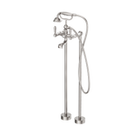 Load image into Gallery viewer, YORK FREESTANDING BATH SET WITH METAL HAND SHOWER BRUSHED NICKEL