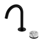 Load image into Gallery viewer, Serenity Progressive Basin Mixer Arc Spout With Arabescato Corchia Handle Matte Black