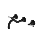 Load image into Gallery viewer, YORK WALL BASIN SET WITH WHITE PORCELAIN LEVER MATTE BLACK