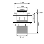 Load image into Gallery viewer, 32/40mm Brushed Nickel Brass Basin Pop Up Waste without Overflow