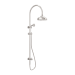 Load image into Gallery viewer, YORK TWIN SHOWER WITH WHITE PORCELAIN HAND SHOWER BRUSHED NICKEL