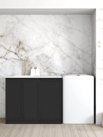 Load image into Gallery viewer, Hampshire Black Base Laundry Cabinet with 1060mm Natural Carrara Marble Top