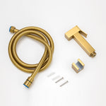 Load image into Gallery viewer, Square Brushed Brass Brass Toilet Bidet Spray Kit with Stainless Steel Hose