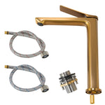Load image into Gallery viewer, RUSHY Series Brushed Brass Tall Basin Mixer