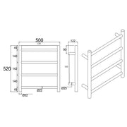 Round Brushed Nickel Electric Heated Towel Rack 4 Bars