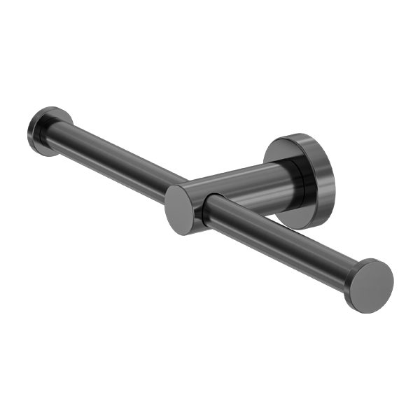 MECCA DOUBLE TOILET ROLL HOLDER GUN METAL