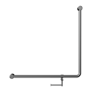MECCA CARE 32MM 90 DEGREE BENT TUBE GRAB RAIL 750X750MM WITH TOILET ROLL HOLDER CHROME