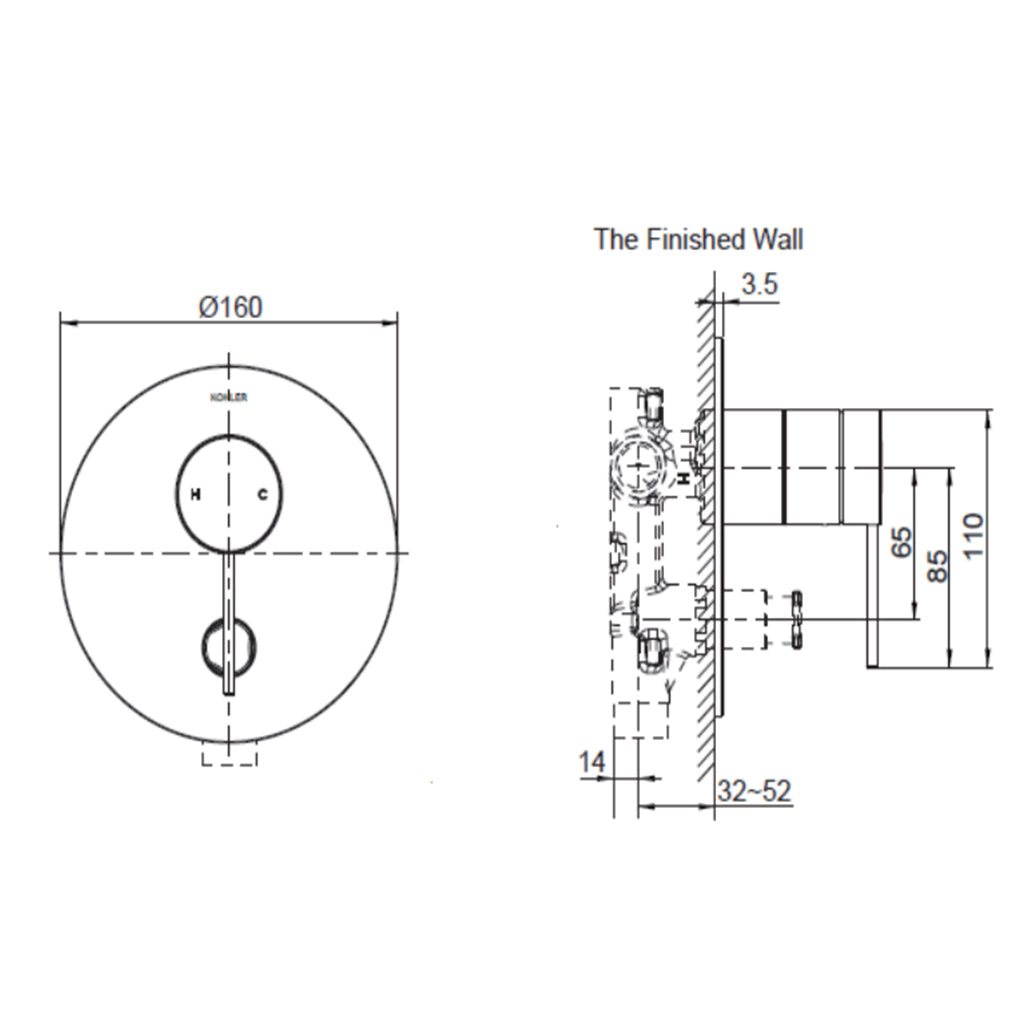 Components S/B w Diverter Thin Trim - Pin Handle
