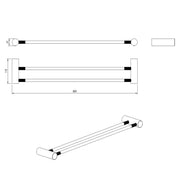 CADDENCE Series Brushed Nickel Double Towel Rail 600mm
