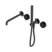 Serenity Progressive Shower System With Spout With Marquina Black Handle And Slim Shower Gun Metal