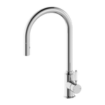 Load image into Gallery viewer, YORK PULL OUT SINK MIXER WITH VEGIE SPRAY FUNCTION WITH WHITE PORCELAIN LEVER CHROME
