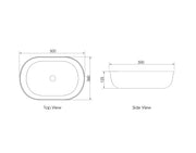 Bronte Oval 500x350x130 Matte Black Basin