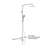 Load image into Gallery viewer, MECCA CARE 32MM T BAR GRAB RAIL 1100X750MM TWIN SHOWER SET BRUSHED NICKEL
