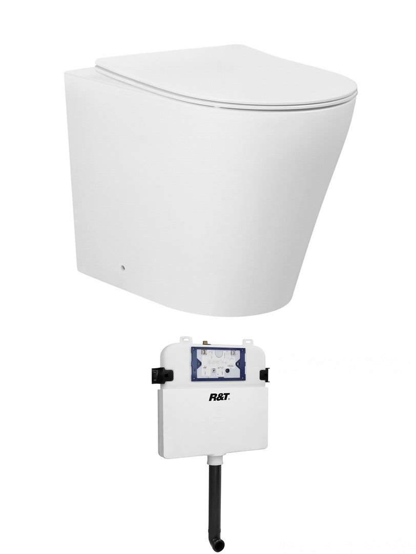 Alzano WF Hurricane Pan  Slim Seat / R&T Inwall Cistern Set (Push Plate Sold Separately)