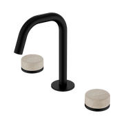 Serenity Basin Set Edge Spout With Rome Travertine Handle Matte Black