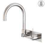 Load image into Gallery viewer, MECCA WALL BASIN/BATH MIXER SWIVEL SPOUT HANDLE UP BRUSHED NICKEL
