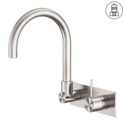 MECCA WALL BASIN/BATH MIXER SWIVEL SPOUT HANDLE UP BRUSHED NICKEL
