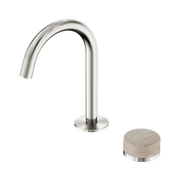 Serenity Progressive Basin Mixer Arc Spout With Rome Travertine Handle Brushed Nickel