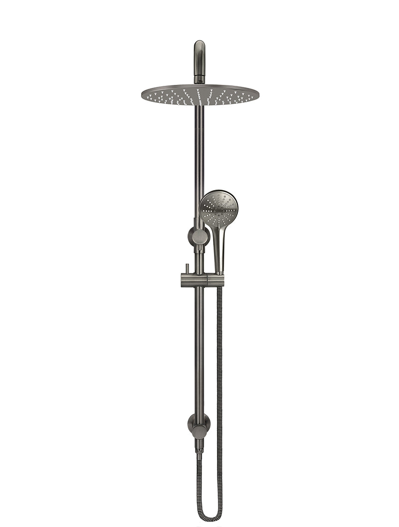 Round Combination Shower Rail 300mm Rose, Three Function Hand Shower - Shadow