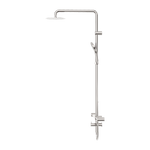 Load image into Gallery viewer, MECCA CARE 32MM T BAR GRAB RAIL 1100X750MM TWIN SHOWER SET BRUSHED NICKEL
