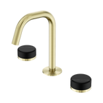 Load image into Gallery viewer, Serenity Basin Set Edge Spout With Marquina Black Handle Brushed Gold
