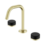 Serenity Basin Set Edge Spout With Marquina Black Handle Brushed Gold