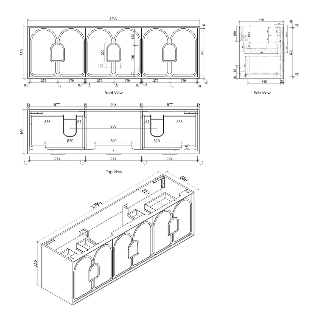 Laguna Black American Oak Wall Hung Vanity