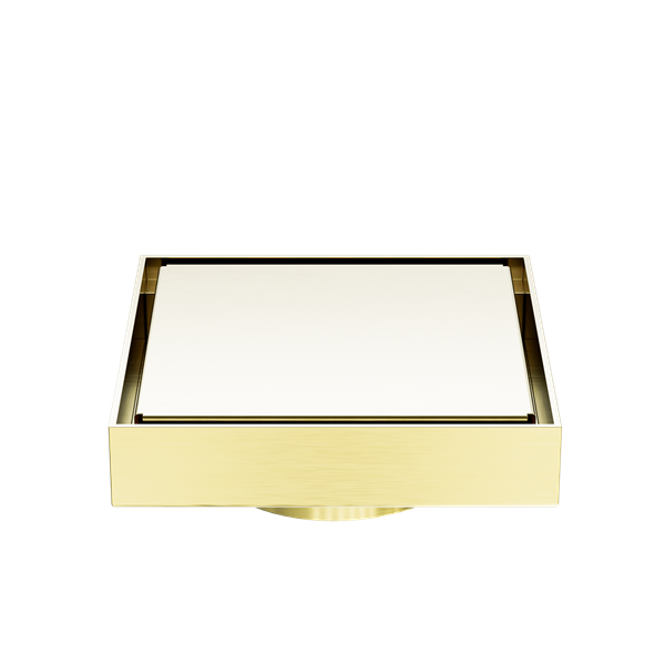 100mm Square Tile Insert Floor Waste 80mm Outlet Brushed Gold