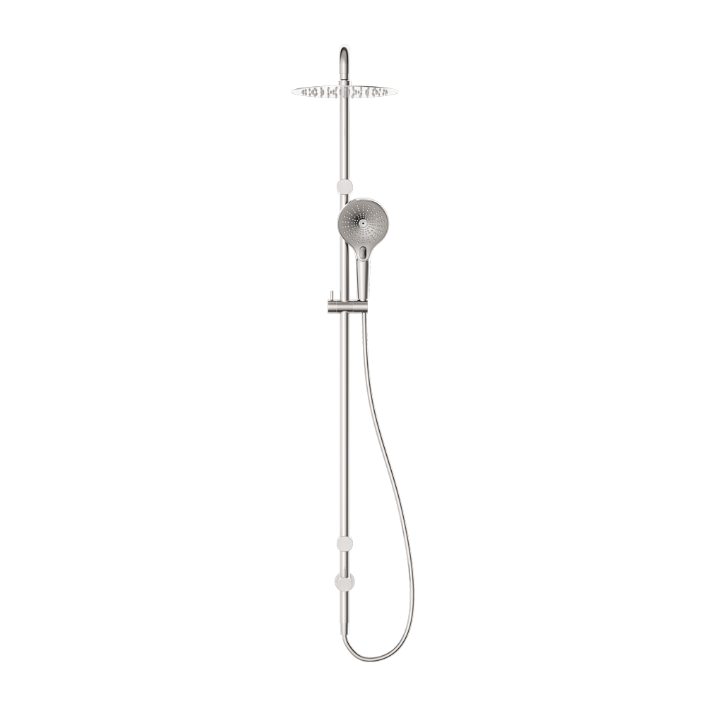 MECCA CARE 25MM GRAB RAIL 900MM TWIN SHOWER SET BRUSHED NICKEL