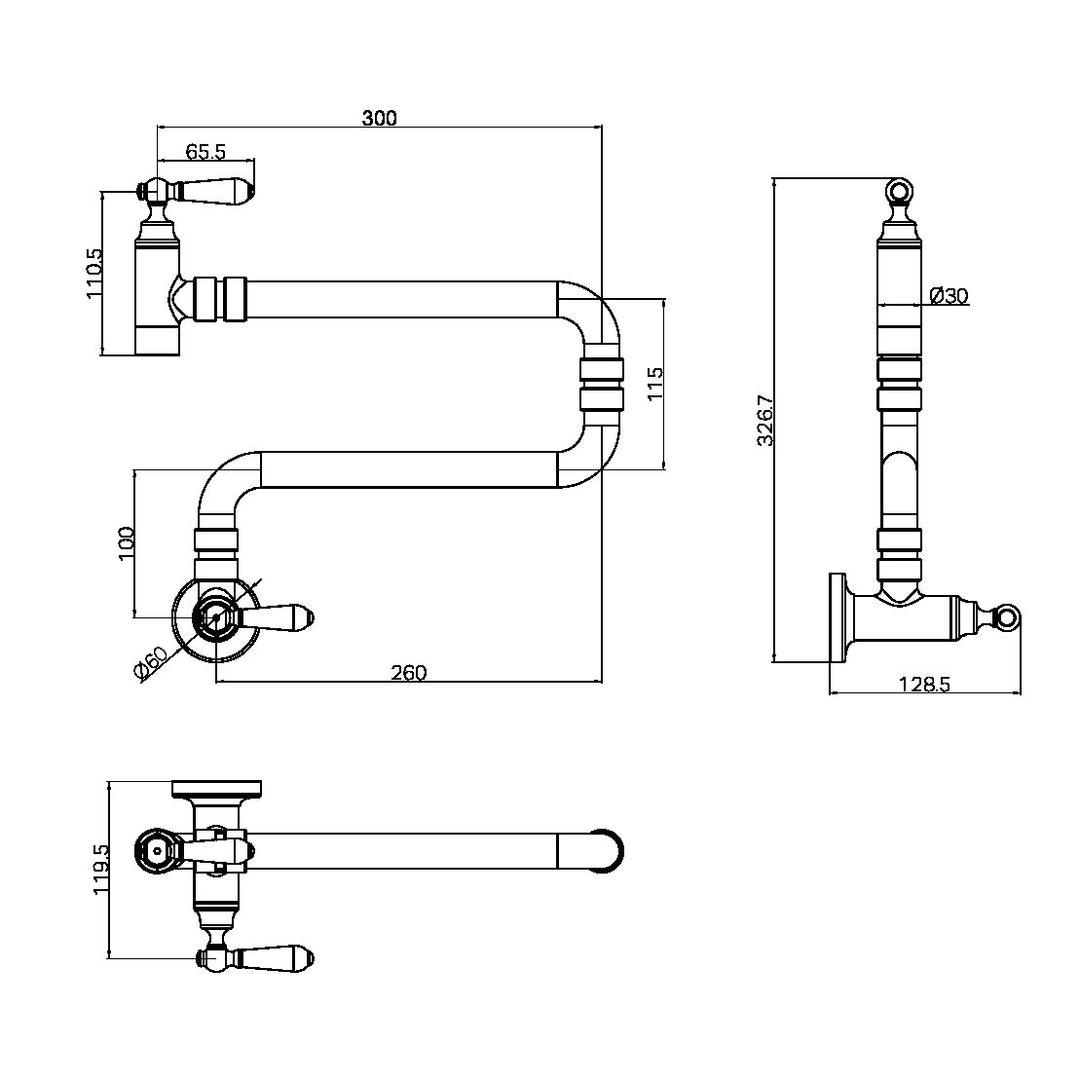 YORK WALL MOUNTED POT FILLER BRUSHED NICKEL